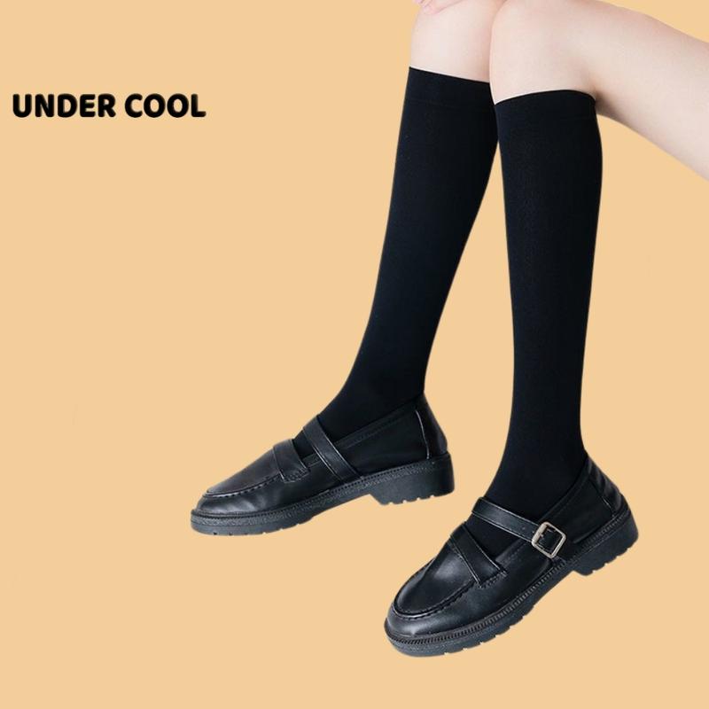 Tất Nữ Cổ Cao Đùi Trơn Đen Trắng UNDERCOOL Tất Ống Dài Qua Bắp Chân 42cm Dành Cho Nữ phong cách Nữ Sinh Hàn Quốc  TC67 7