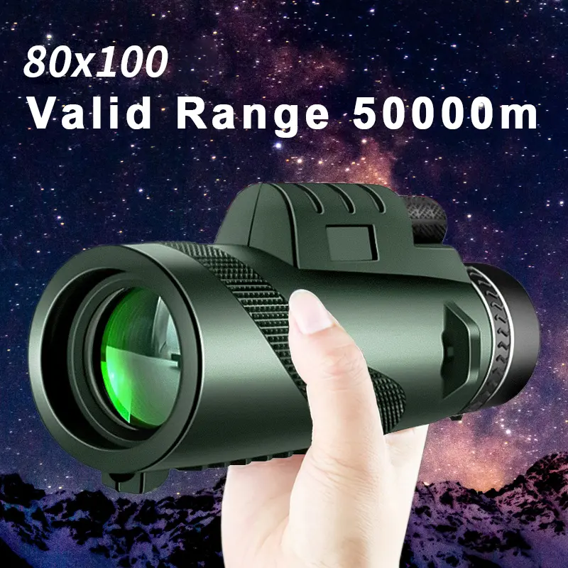 Kính Viễn Vọng Một Mắt, Độ Phóng Đại HD 80X100, Ống Nhòm Mạnh Mẽ, Kính Viễn Vọng Cầm Tay Ống Nhòm Tầm Xa, Thích Hợp Để Săn Bắn Và Cắm Trại, Có Tripod Và Kẹp Điện Thoại cam  gắn lens iphone cho Nam Camping