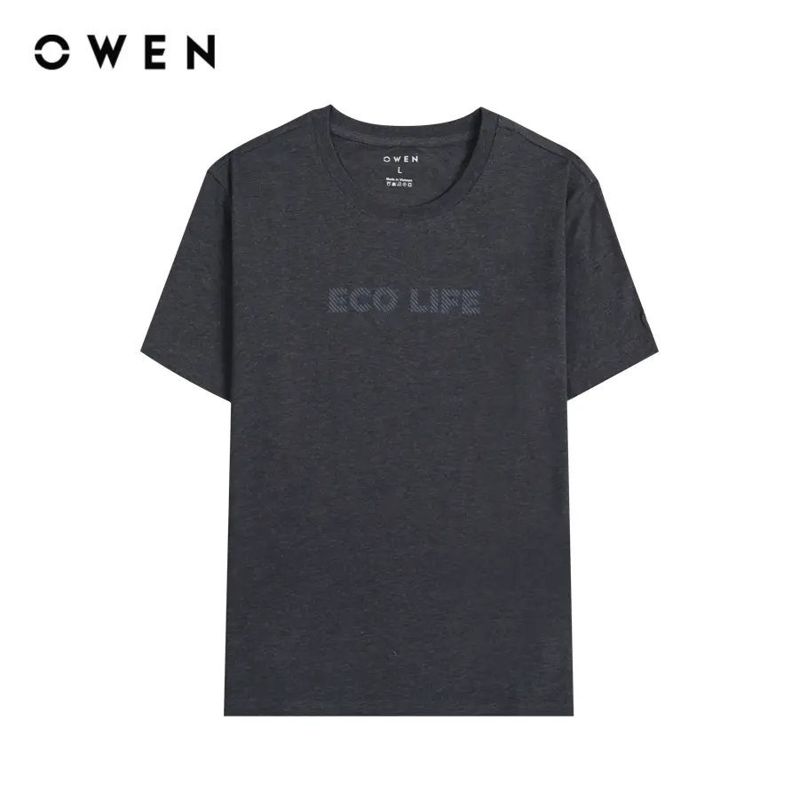 OWEN - Áo thun nam T Cổ Tròn Body Fit TSN232724 màu Ghi chất liệu Cotton Modal  Hoạ tiết Trơn Menswear