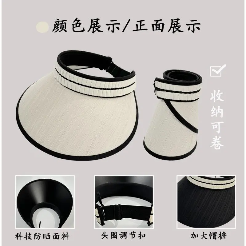Mũ Chống Nắng, Thời Trang Mùa Hè, Dễ Phối Đồ, Sành Điệu, Hở Đầu, Chống Nắng, Thường Ngày, Cầm Tay Và Có Thể Gập Lại Vành Lớn, Che Mặt, Dành Cho Nữ 6