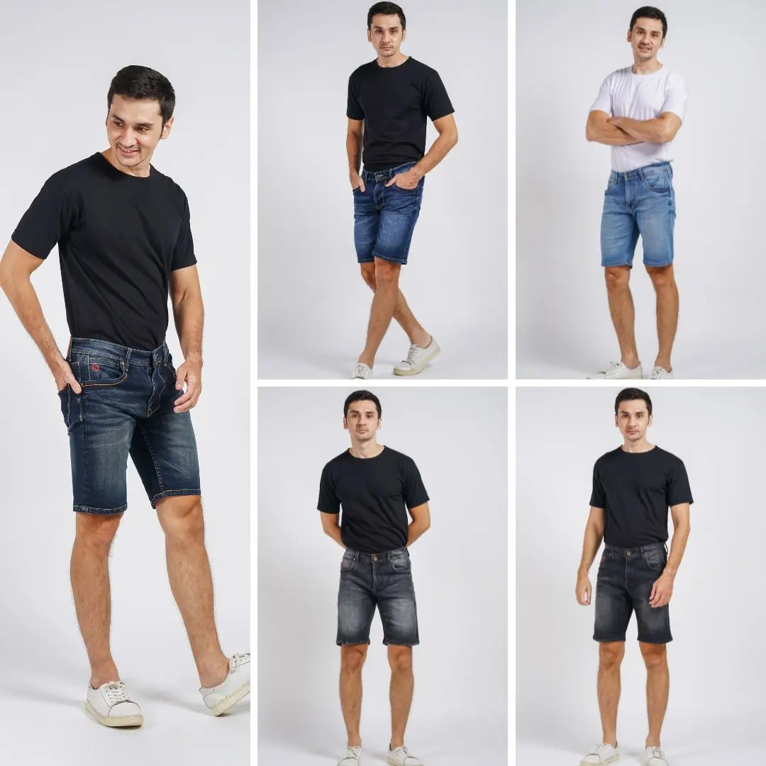SLICS JEANS -WS4- Celana Jeans Pendek Pria (Stretch) Celana Pendek Cowok - Jeans Pendek Atas Lutut 28-38 Denim