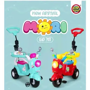 SHP TOYS SHP702 Mori Mainan Anak Sepeda Dorongan Ride On Vespa dengan Musik & Lampu Plastik Murni Warna Merah & Tosca untuk Usia 1-5 Tahun