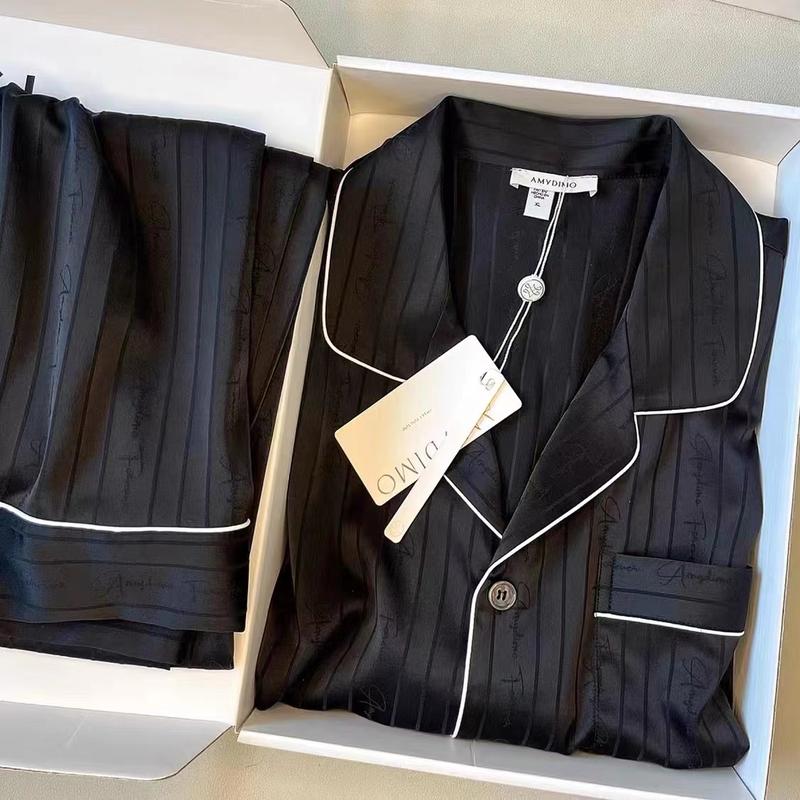 Bộ Đồ Ngủ Cao Cấp Dành Cho Nam Giới, Bộ Sưu Tập Xuân Và Mùa Thu, Chất Liệu Lụa Lạnh Dài Tay, Bộ Đồ Thường Ngày Ngoại Cỡ Thích Hợp Cho Mùa Đông, Đồ Mặc Ở Nhà Có Thể Mặc Ngoài Trời, Năm 2025