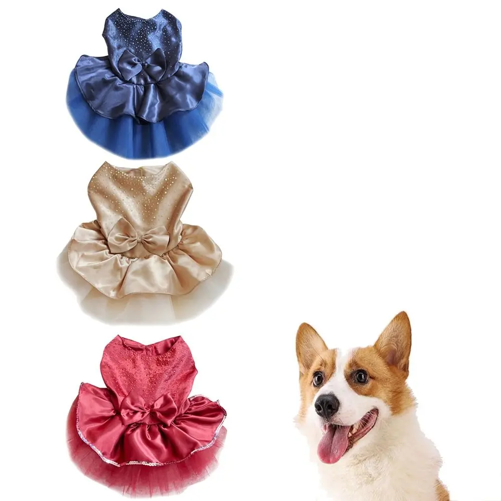 with Bowknot 2023 for Spring Wedding Party Flower Printed Pet Apparel Dog Skirt Cat Dress Dog Princess Dress