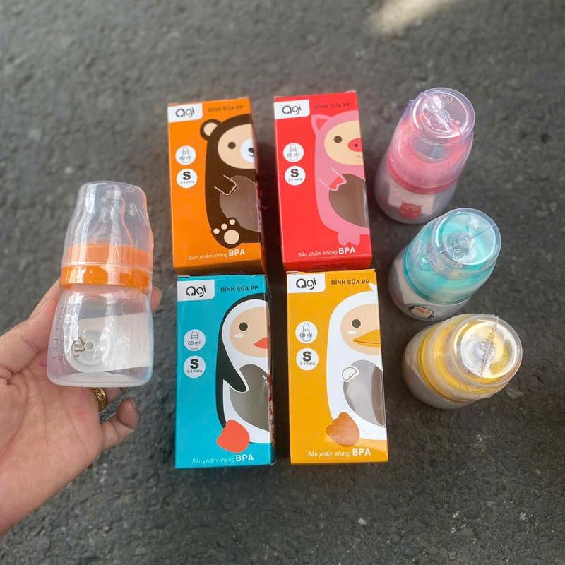 Bình sữa Agi có van chống sặc cổ hẹp 60ml/140ml/ 240ml Loại nhựa PP an toàn cho bé
