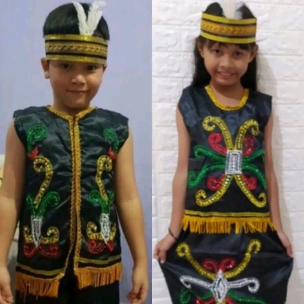 Baju Adat Dayak Anak Laki Perempuan TK SD // baju karnaval // baju dayak kaltim