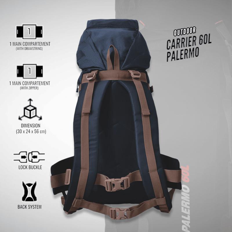 Tas Ransel Gunung Camping Outdoor Backpack 60 L Tas Keril Elbrus Palermo 4