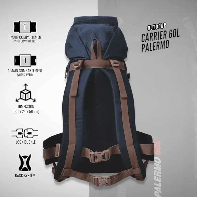Tas Ransel Gunung Camping Outdoor Backpack 60 L Tas Keril Elbrus Palermo 4