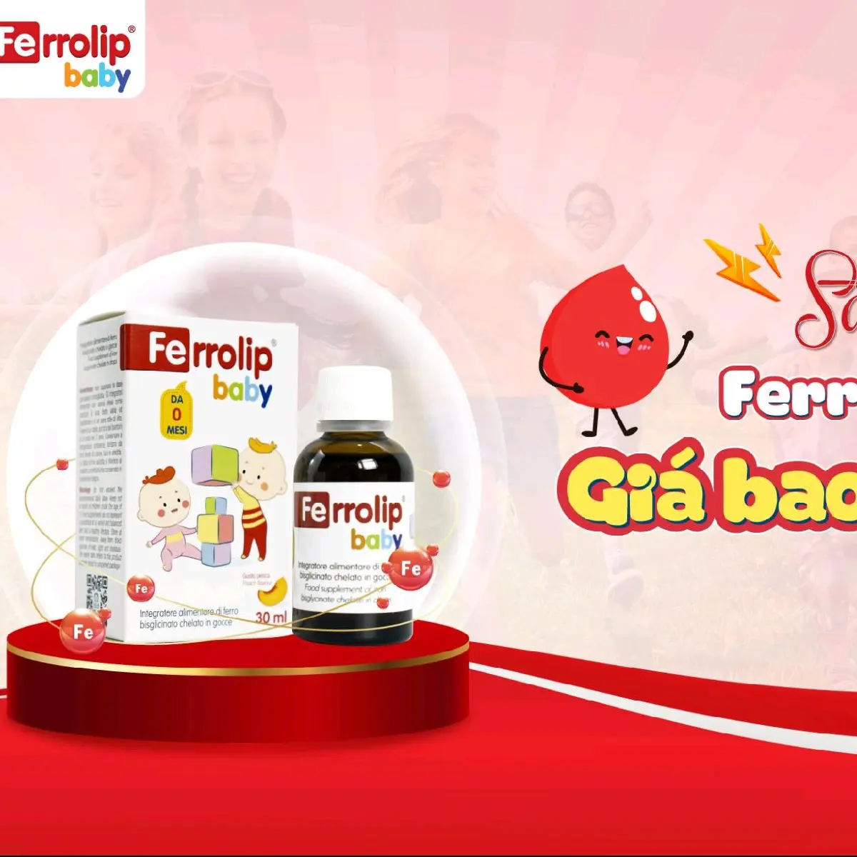 Sắt amin hữu cơ ferrolip baby 30ml bổ sung sắt cho bé từ sơ sinh