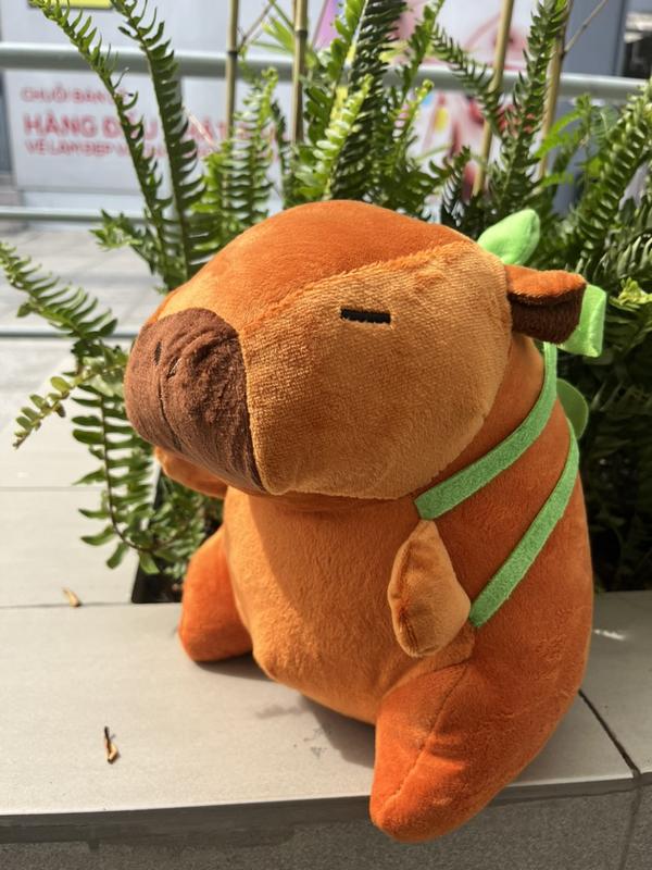 Gấu Bông Capybara Chuột Lang đeo cặp rùa Đáng yêu 28cm - Gấu Nhà Bé Thú Nhồi Bông Thú Bông Toy Đồ Chơi Phát Nhạc gấu bông gau bongs 3