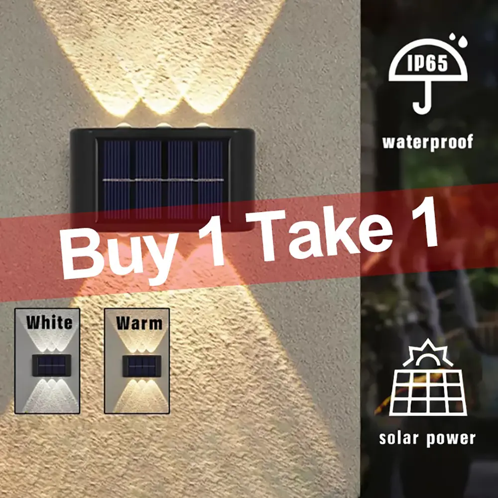 Raya 2PCS 6/8/10LED Outdoor Solar Wall Light SolarLight Waterproof Solar Led Light for CourtyardStreet Landscape Garden Decoration WallLamp Lampu Solar LED Dinding Taman White Lighting