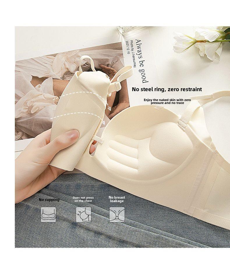 Product Introduction of Hand Palm Tray Small Chest Big Chest Push up Stable Non-Slip Anti-Sagging Autumn and Winter Bra Seamless Wireless Bra 1