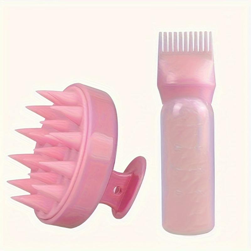 2pcs Set Silicone Hair Comb With Root Comb Applicator Bottle Set  Hair Oil Applicator Shampoo Brush Salon hair styling tools 4