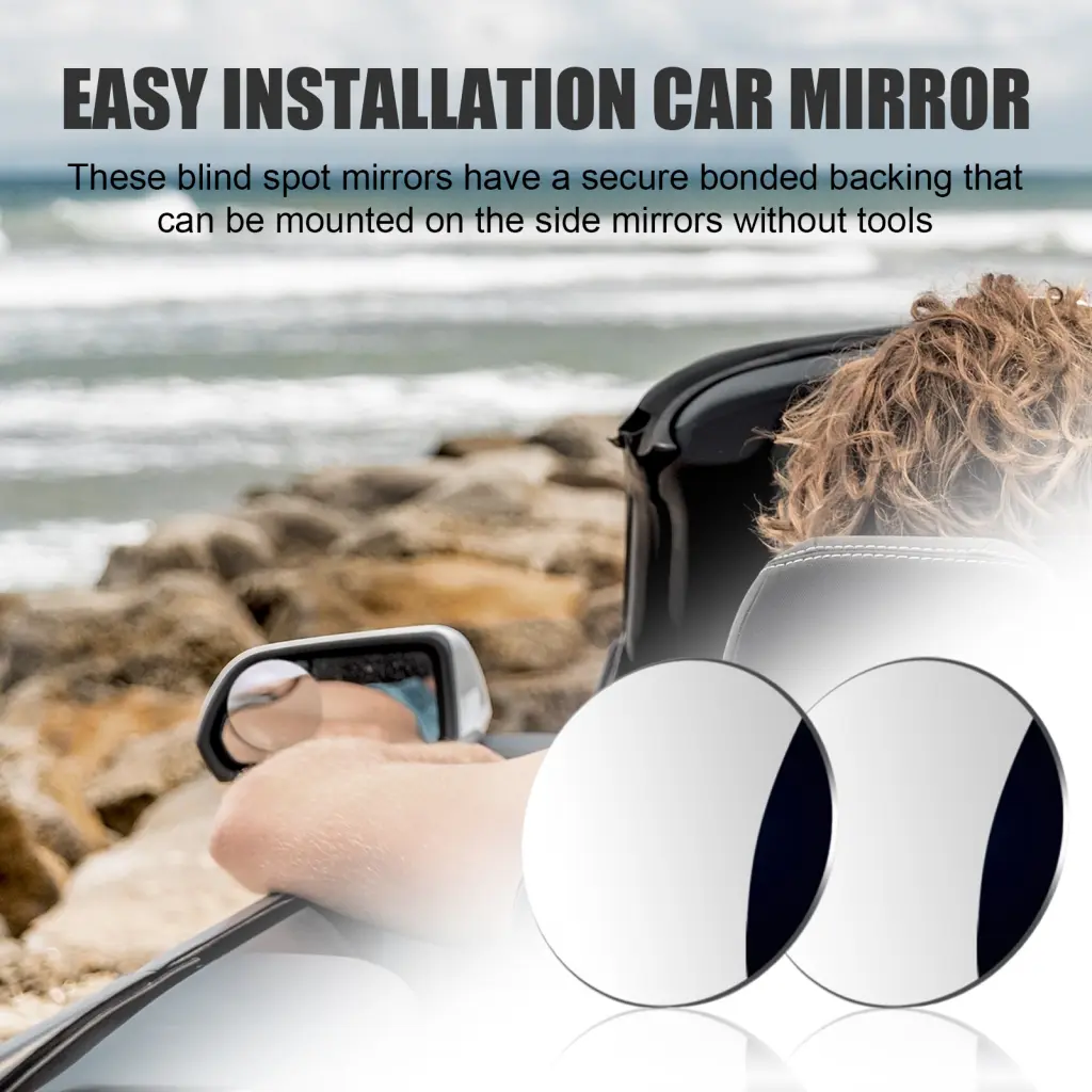 wnnerke- Car Mirror Rear View Auxiliary Mirror 360-degree Rotatable Car Blind Spot Mirrors Wide-angle View Universal Fit Easy Installation Buyers' Top Choice