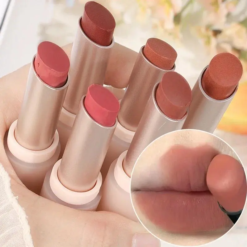 Matte Misty Lipstick 6 Colors Waterproof Non Sticky Cup Lip Stick Lasting Moisturizing Velvet Nude Lip Tint Makeup Cosmetics Gloss Lipgloss