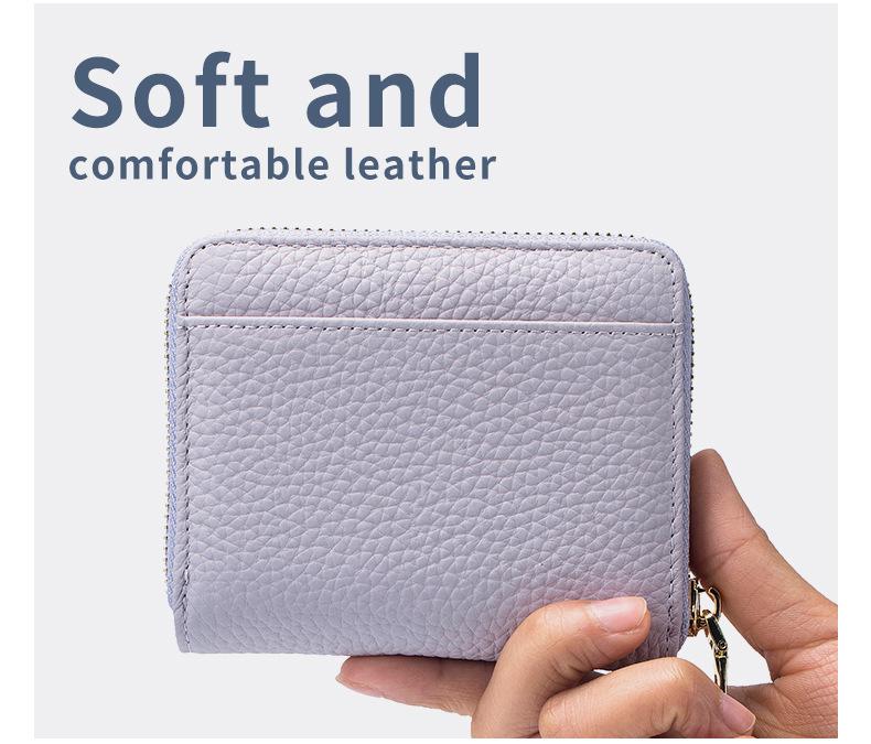 Product Introduction of New Genuine Leather Multi-Functional Short Wallet Women's Niche Coin Pocket Card Holder 10
