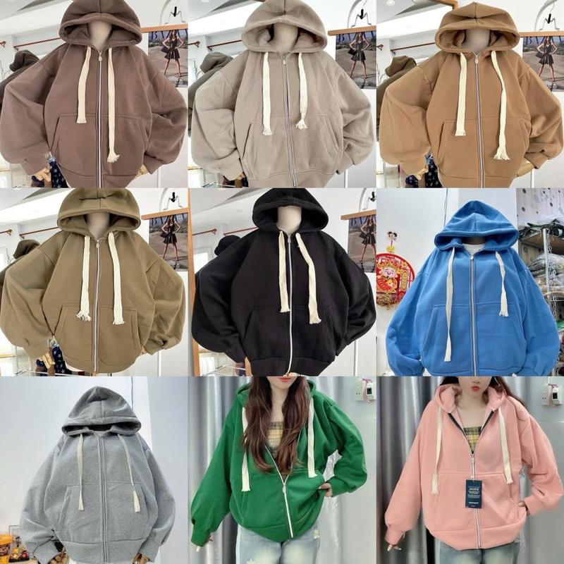 Áo khoác nỉ dệt tay phồng fom dài nam nữ 2 túi ngoài Top Freeesize 40kg-75kg ( hàng chỉ có 2 túi ngoài -nón to 2 lớp dày dặn)