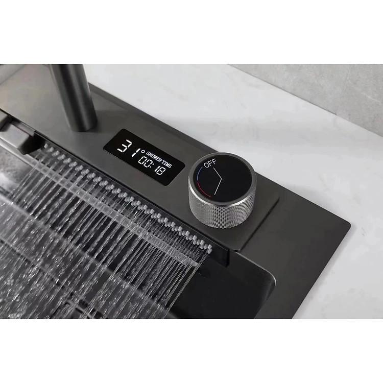HOT] [NEW][HIỂN THỊ NHIỆT ĐỘ] Chậu rửa chén một hố lớn inox 304 phủ Nano Đen Cao Cấp 75 x46 GỒM VÒI THÁC NƯỚC 0