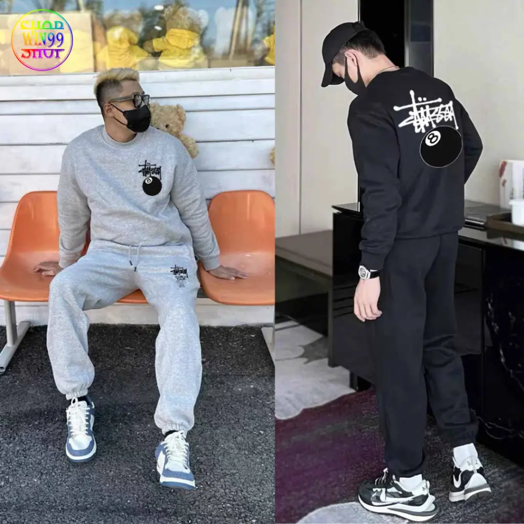 Bộ Nỉ Dài Nam Nữ [MẪU MỚI] In Số 8 form dáng chuẩn Set đồ quần áo Sweater Thu Đông quần jogger ống bo trẻ trung - win99 Menswear Pants