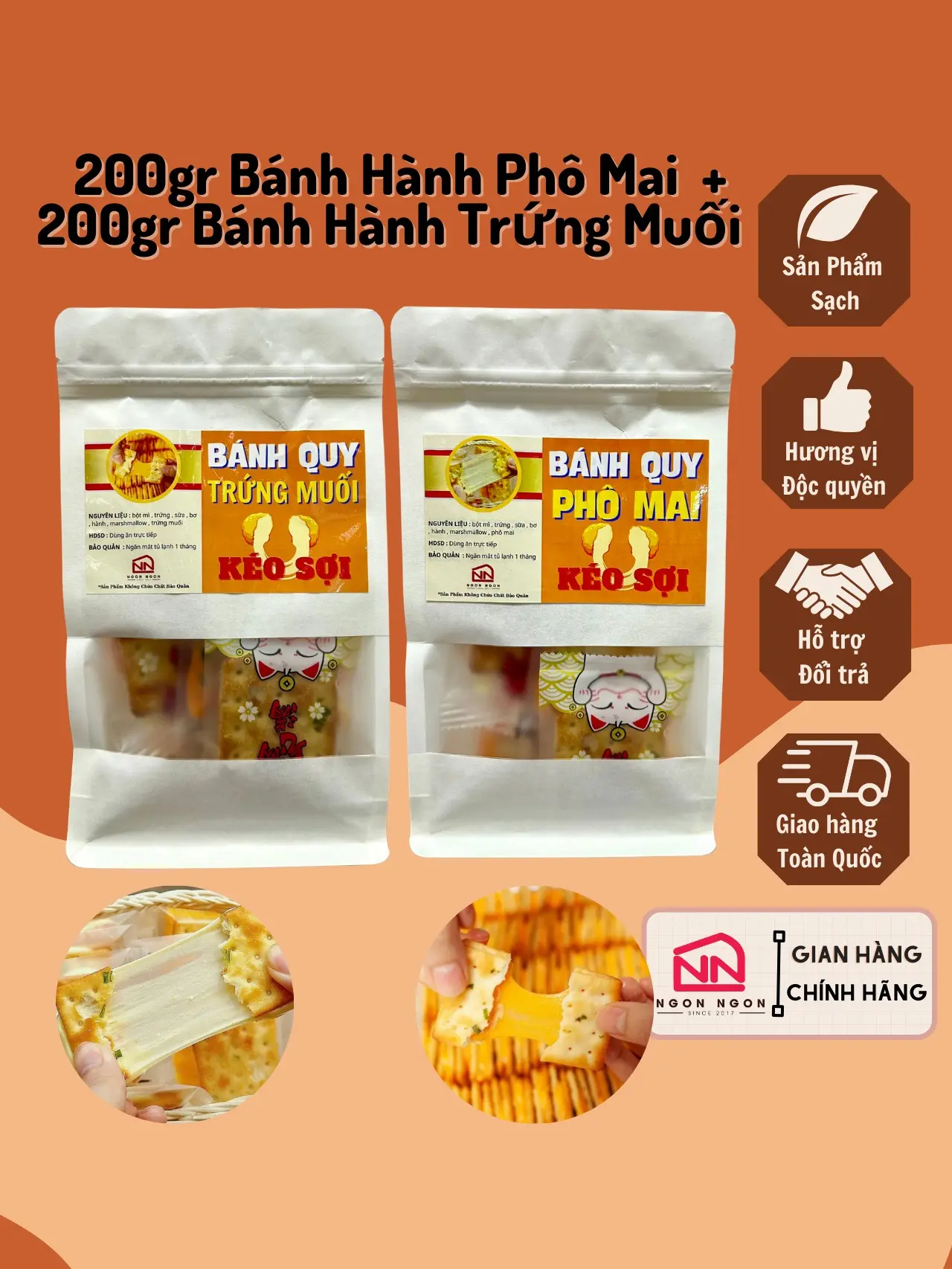 (COMBO 400GR) 200gr Bánh Hành Phô Mai Chà Bông Kéo Sợi (10-12 bánh)+ 200gr Bánh Hành Trứng Muối Chà Bông Kéo Sợi (10-12 bánh), Đồ Ăn Vặt SNACK Food Thức Ăn