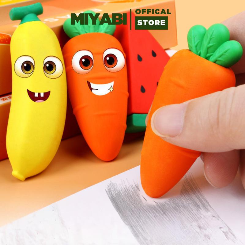 Gôm tẩy bút chì hoa quả khổng lồ - siêu to tẩy sạch ít vụn, không mòn giấy an toàn cho bé học sinh trẻ nhỏ 2b hb MIYABI