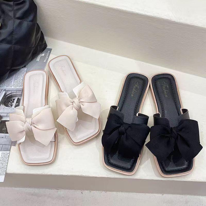 Butter ribbons flat sandals slipper shoes open toe no heel Footwear ...