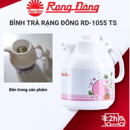 Phích giữ nhiệt pha trà, cà phê Rạng Đông Model 1055 TS dung tích 1 Lít, có lõi lọc trà, nắp bấm giúp chống rò rỉ nước