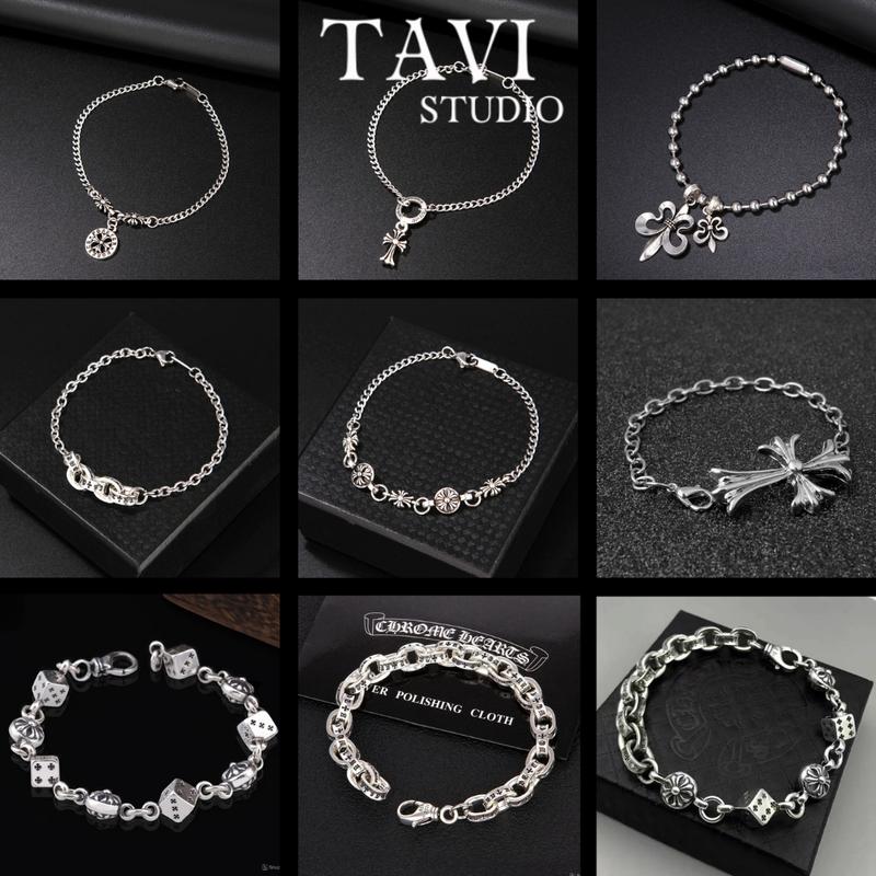 [Mua là mê, chê thì hoàn về] Vòng Tay Titan Nam Nữ CH Dice Lắc Tay Chrome Heart Mạ Bạc Phụ Kiện Trang Sức Cá Tính , Thời Trang Unisex , Phong Cách HipHop Dễ Phối Đồ Tavi Studio vòng tay - TẾT