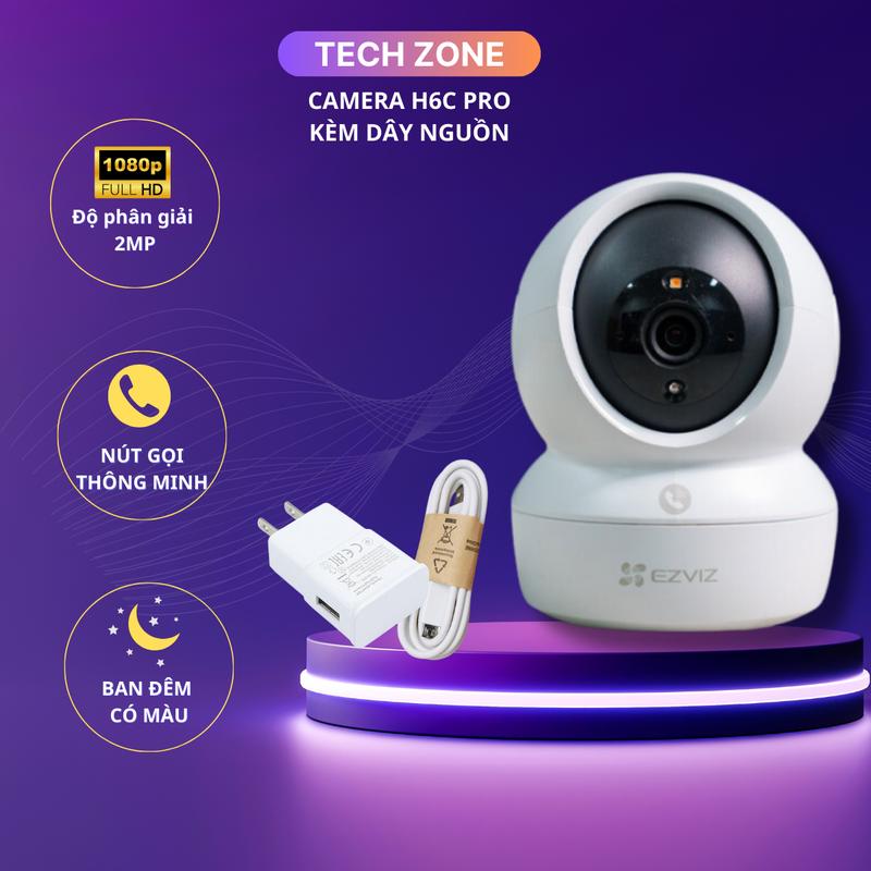 Camera H6C PRO độ phân giải 2k-3MP ban đêm có màu , xoay 360 độ, đàm thoại 2 chiều, cảnh báo còi hú tại TECHZONE VN