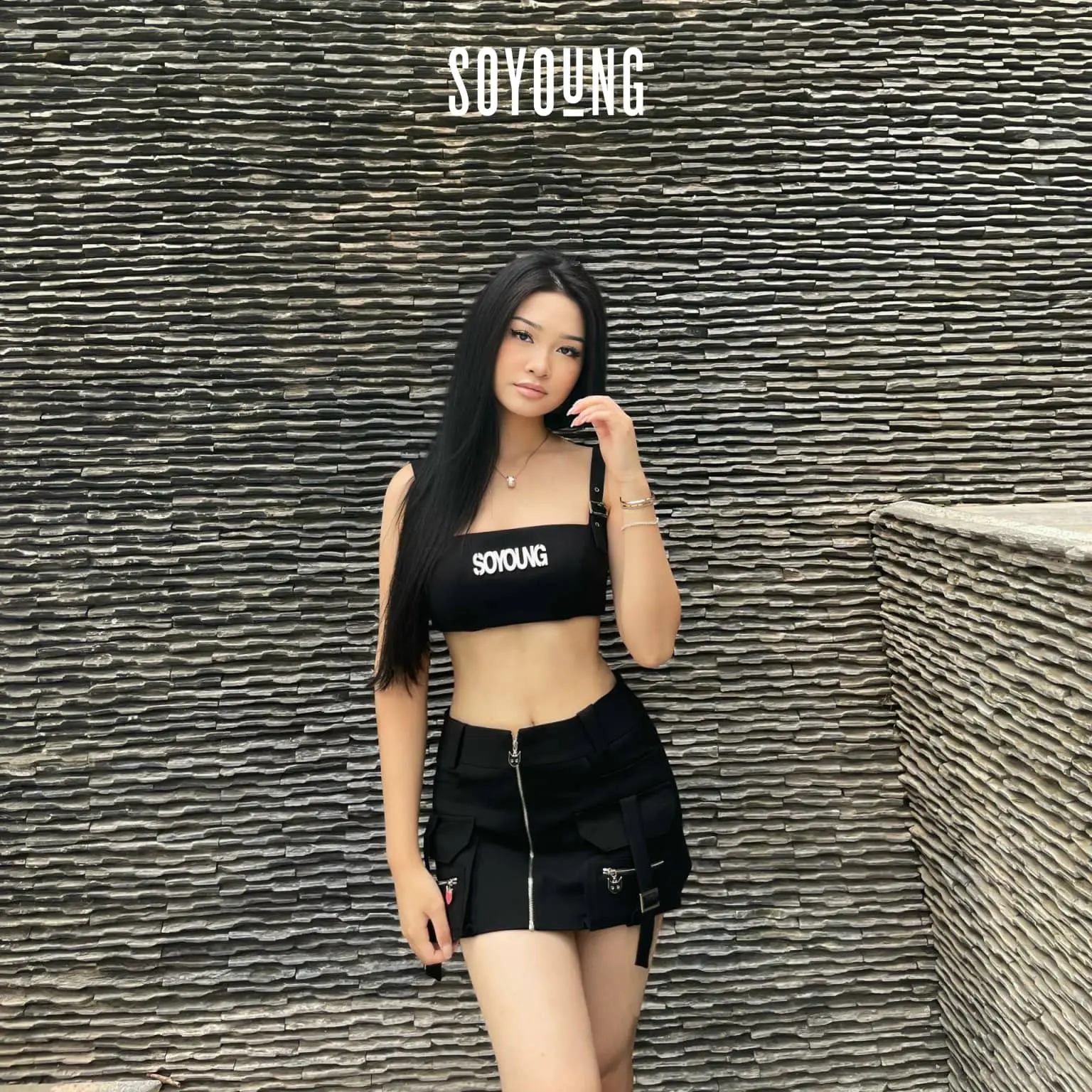 SOYOUNG - Set đồ bộ nữ QUINN BLACK áo croptop chân váy chữ A chất liệu Tuýtsi cao cấp ASY220522H-CVSY220523H