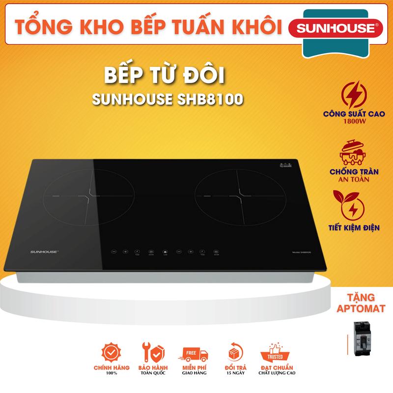 Bếp đôi điện từ SUNHOUSE SHB 8100 SHB 9111MT - Mặt kính cao cấp, bảng điều khiển cảm ứng, 2 vùng nấu, tiết kiệm điện năng bếp điệN