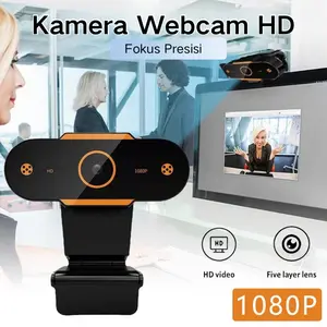 Kamera komputer 1080P untuk laptop dan desktop dengan mikrofon, bebas driver, alat siaran langsung untuk kelas, webcam membantu komputer desktop mencapai fungsi pengajaran dan konferensi jarak jauh yang sangat baik