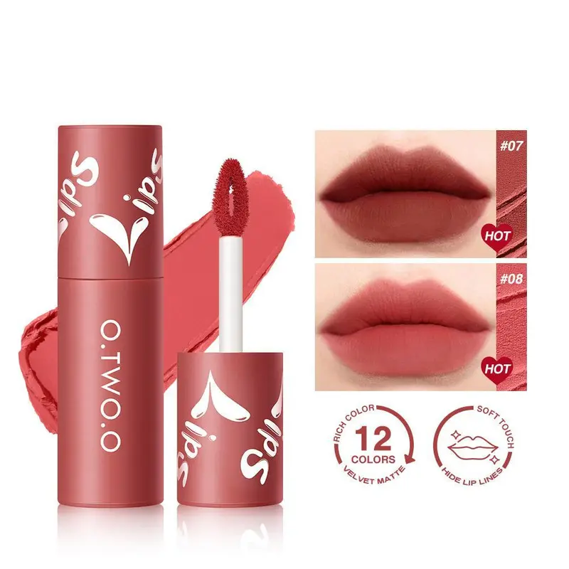 O.TWO.O Lip Mud Matte Lipstick Air Velvet Lip Glaze Long Lasting Lip Gloss 0