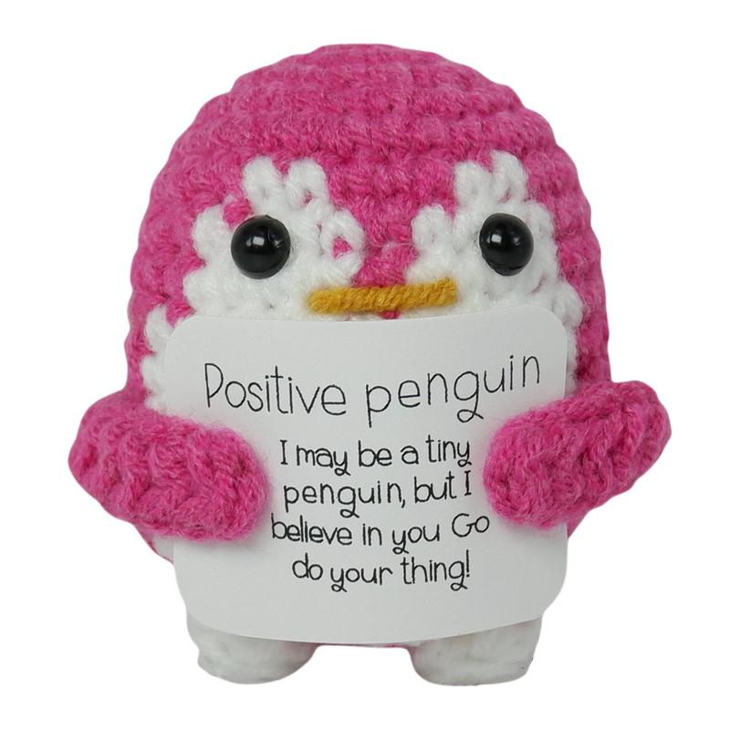 Cute Penguin Design Crochet Ornament, Knitted Penguin Toy with Emotional Support Card, Creative Cute Crochet Ornament for Car Decoration, Bag Pendant, Gift for Her, Girl's Gift, Gift for Mom, Mother's Day Gift, Stuffed Animal, Kids Toys 2
