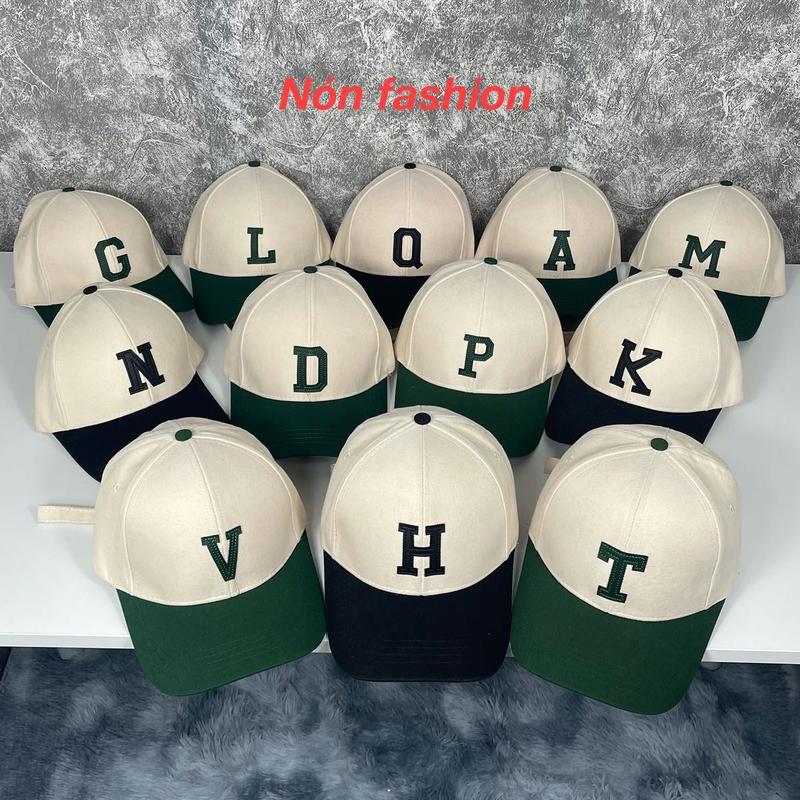 Mũ lưỡi trai - Nón kết lưỡi trai Nam vá Nhung thêu mũ chữ cái T , H , V , P , N , L ,C ,B, S, M , K , Q , G , A , Dđậm chất thời trang