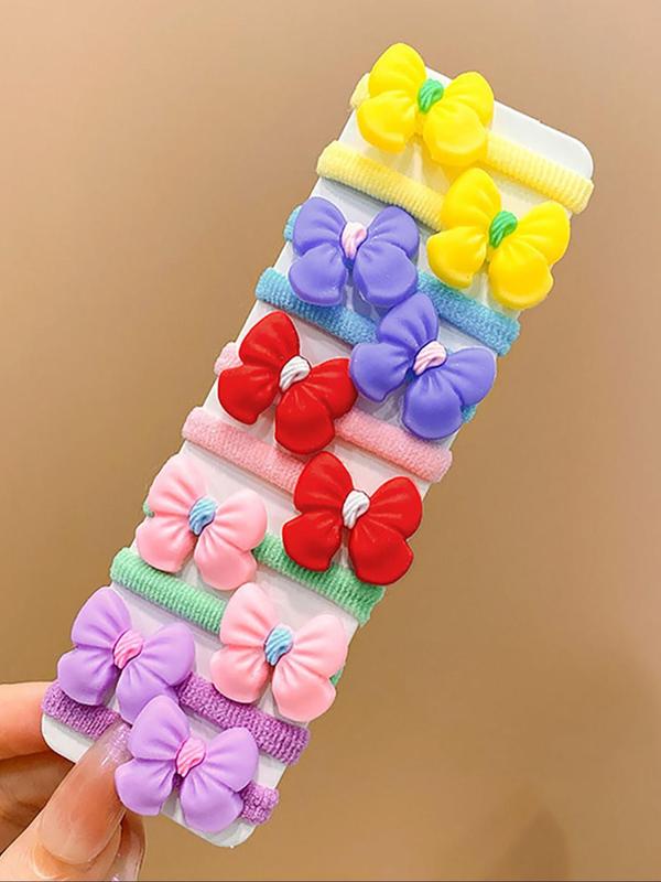 Cute Random Colorful Bow & Flower & Fruit Design Elastics Hair Ties, 2024 New Style Colorful Hair Ties, Fashion Hair Accessories for Women & Girls Hairstyles Ideas 4