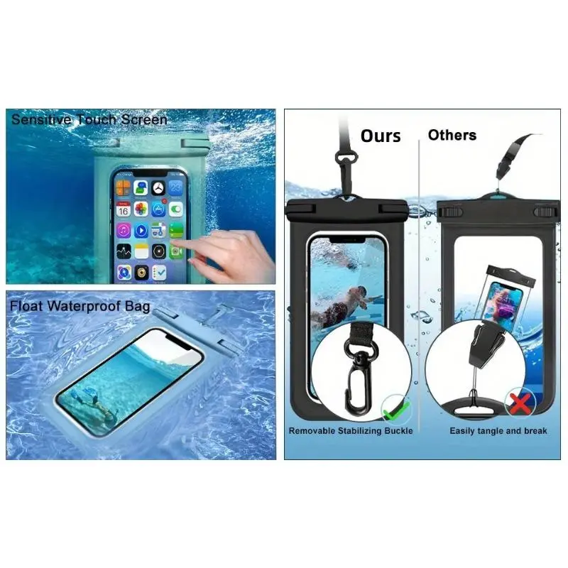 Waterproof Phone Bag, 1 Count Universal Large Capacity Phone Case with Lanyard, Swimming Phone Bag, Phone Accessories for Swimming, Beach, Pool, Unique Phone Cases 6