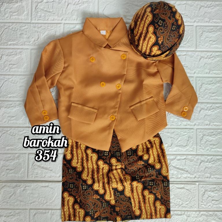 Product Introduction of COD!!! Setelan Beskap Anak + Celana Batik / Jarik Instan Coklat + Blangkon Solo (Ukuran Bayi 0 Tahun Sampai SD) #PAKAIAN ADAT JAWA# #TEDAK SITEN# #BISA BAYAR DI TEMPAT# 4