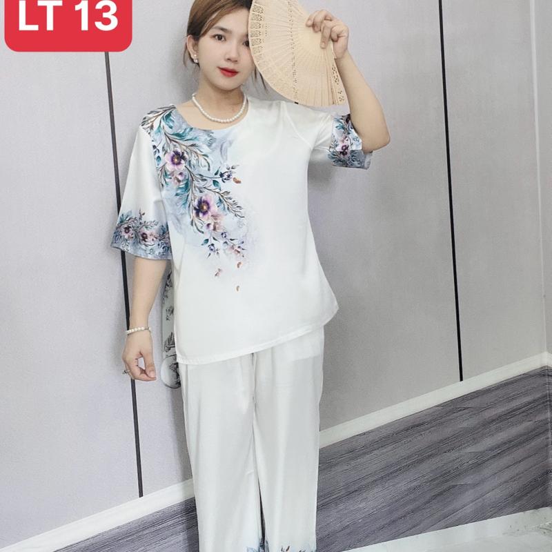 Đồ Bộ Trung Niên [FREESHIP] - Đồ Bộ Lụa Latin in Hoạ Tiết 3D KYMSHOP mã LT10-LT13. Nữ Women 7