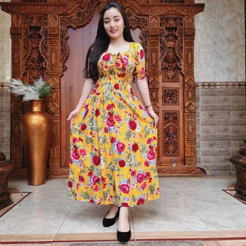 DRESS KERUT TALI DADA | DASTER BALI SANTAI KERUT KARET RAYON SUPER 6
