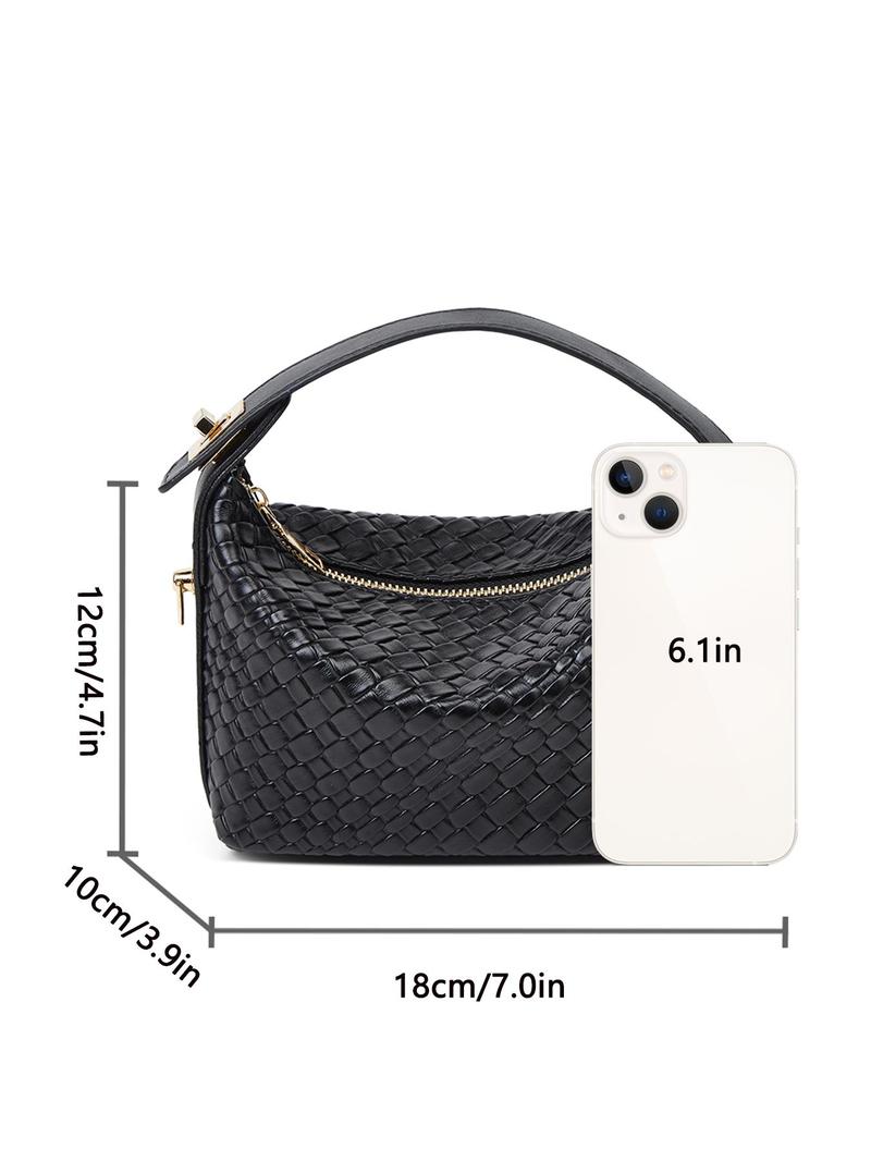 Product Introduction of Women's Fashionable Woven Handbag, Casual Solid Color Shoulder Bag for Daily Used, Trendy All-match Commuter Bag, Girl Fashionable Shopping Bag 1