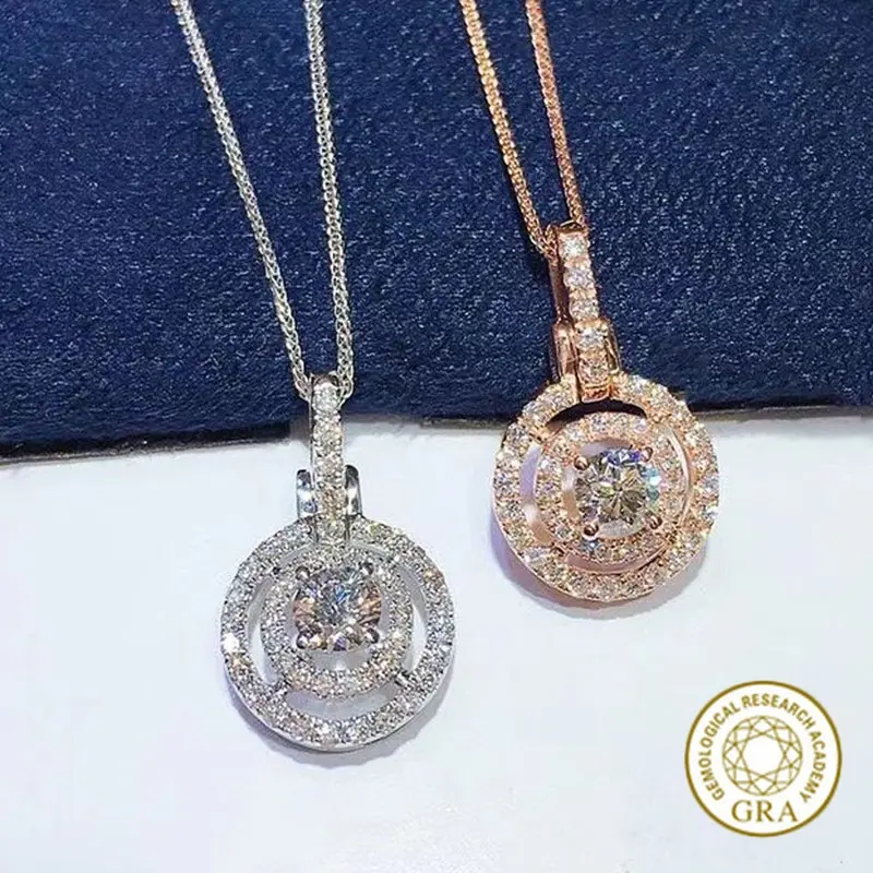 [Free GRA Certificate] Moissanite 925 Silver Geometric Smart Necklace Female Fashion Ins Stylish Pendant