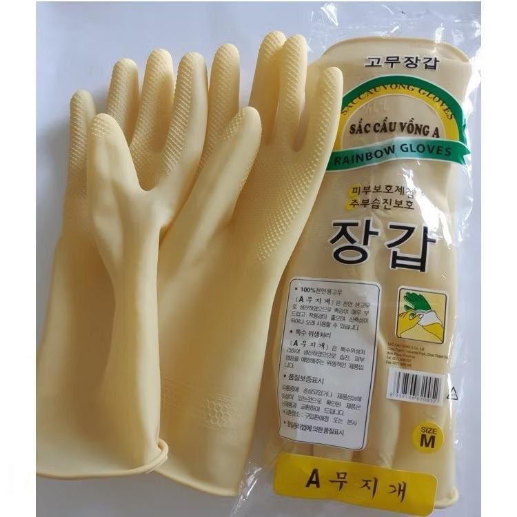Combo 5-10 đôi Găng tay cao su Sắc Cầu Vồng dài 28cm size M, găng tay rửa bát, rửa chén, vệ sinh desk chống mài mòn Chống Nước tpe cao cấp không trượt