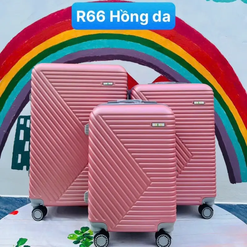 (Bộ 2 size20+24)Vali du lịch giá rẻ T66 bộ 2 (20/24)(tặng kèm 1 túi đựng giày) nhựa abs dây kéo Nam nữ 4 bánh xoay 360 màu trắng kem hộp đựng cứng đỏ hồng valik hung nhẹ times travel vali Nhung 2
