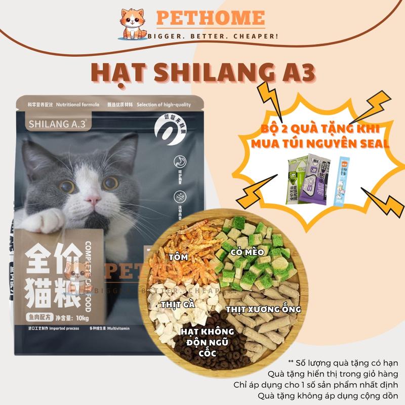 Túi 5kg Hạt Mèo SHILANG A3 - Thịt Gà Tép Tủy Xương & Cỏ Mèo - Hạt Cho Mèo Siêu Ngon Dinh Dưỡng Không Độn Ngũ Cốc