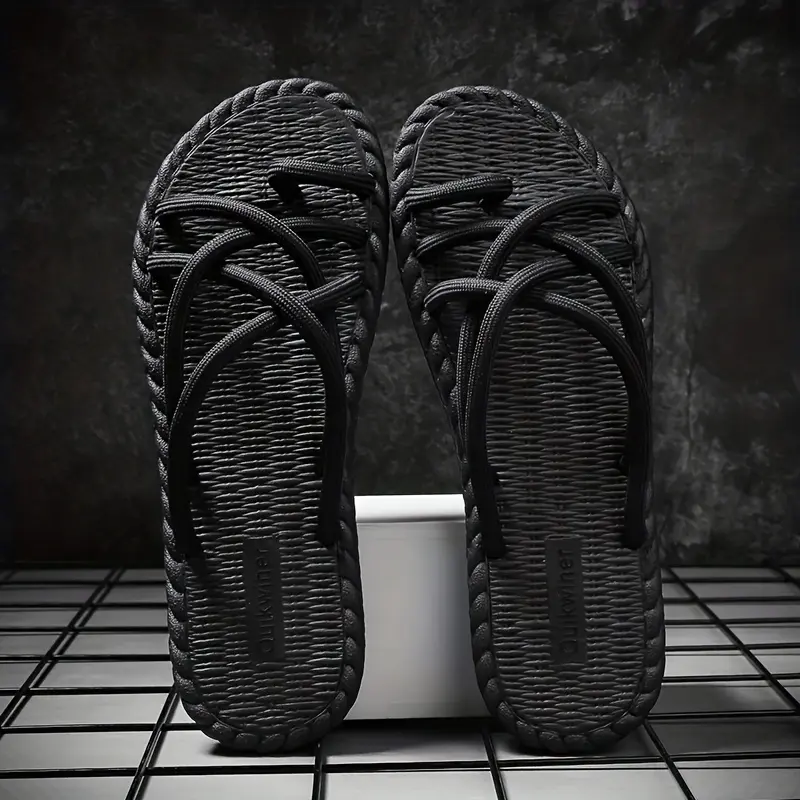 Men's Cross Strap Beach Sandals - Non-Slip Toe Loop Design for Outdoor Wear 1
