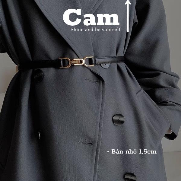 Thắt lưng da Đai váy gài bản nhỏ nam nữ 1.5cm chữ U đối xứng DV09 Camcamvintage Belt dây nịt váy đầm áo sơ mi blazer
