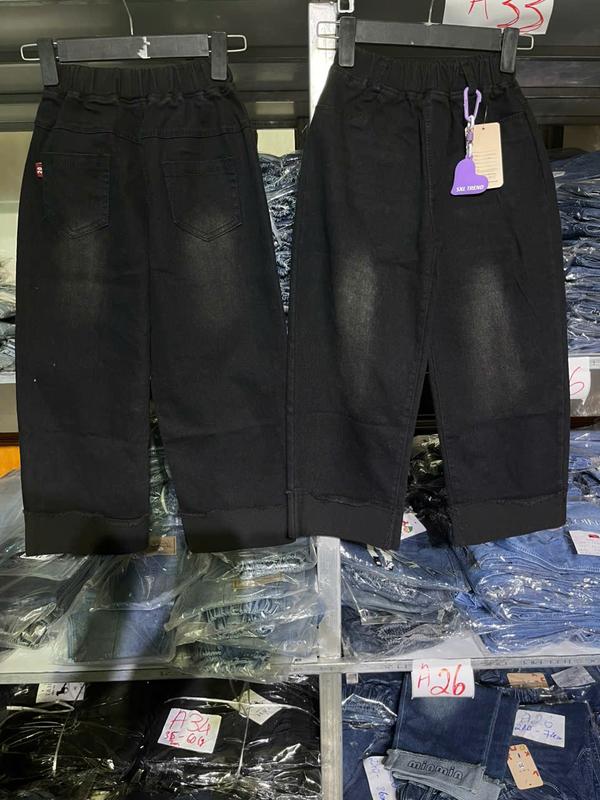Quần jean A29 cho bé gái co giãn 4 chiều, size từ 20-60kg, dài quần 70-94cm, nơ ống suông, giá 125k 2