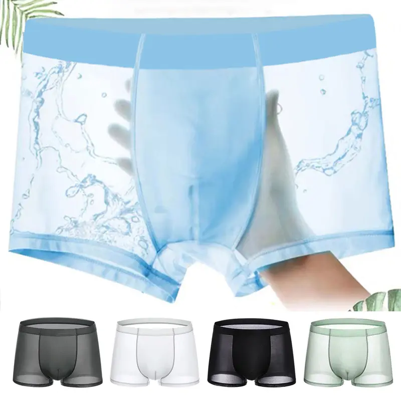 Quần Lót Boxer Nam, Renbthy, Cạp Trung, Eo Co Giãn, Quần Sịp Ngắn, Thoáng Khí, Đường Kẻ Mịn, Màu Trơn Quần Lót Lồi Chữ U 0