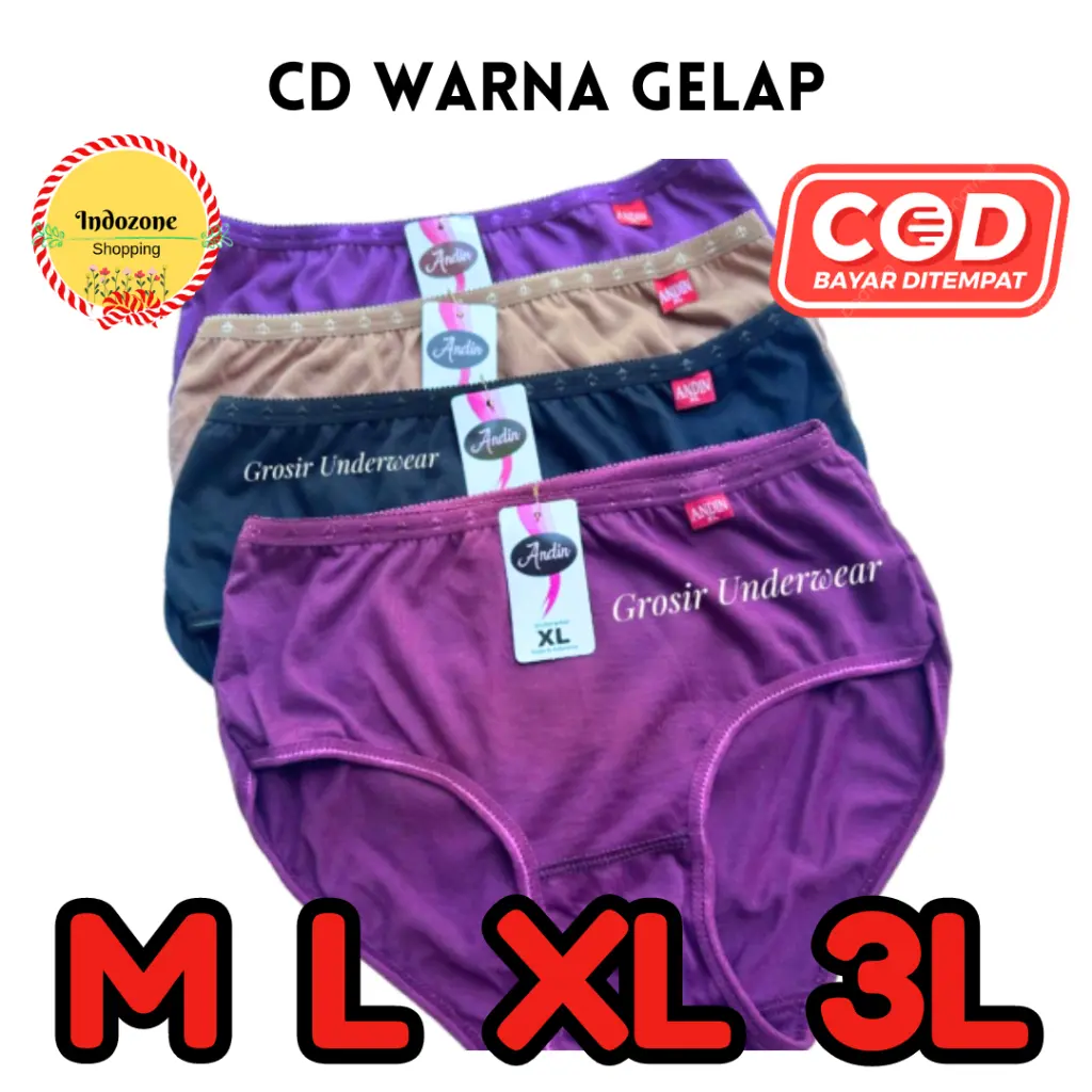 Lusinan 12 PCS CD Celana Dalam Wanita Warna Tua Andin ID